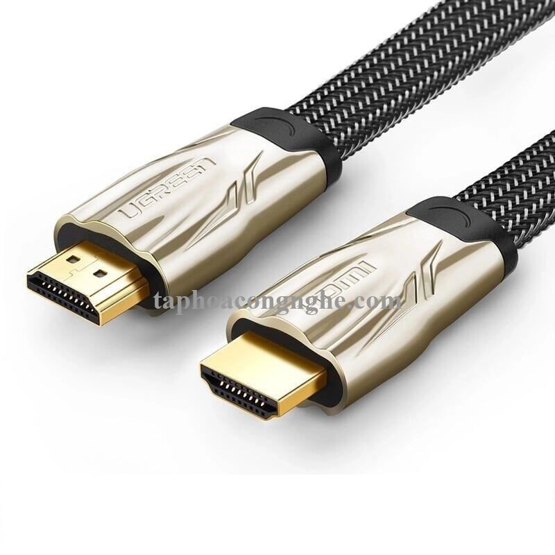 Ugreen 10254 5M màu Đen Cáp tín hiệu HDMI vỏ bọc lưới cao cấp cáp dẹt HD102 30010254